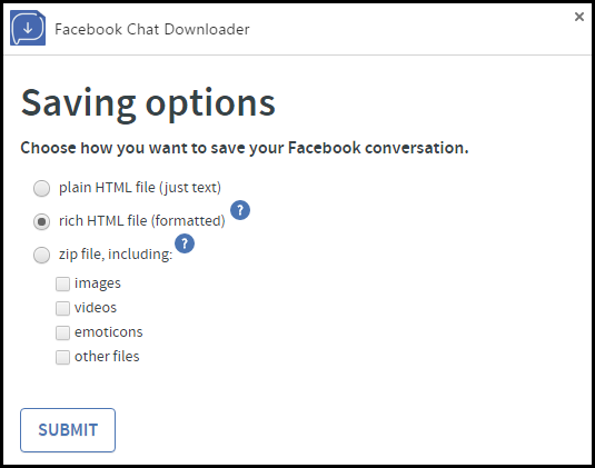 facebook chat downloader options