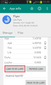 link app to sd card using link2sd