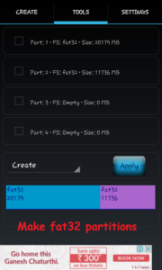 sd card partition using aparted