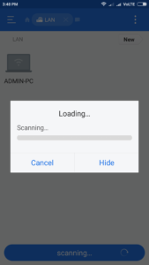 scan lan for pc in es file explorer