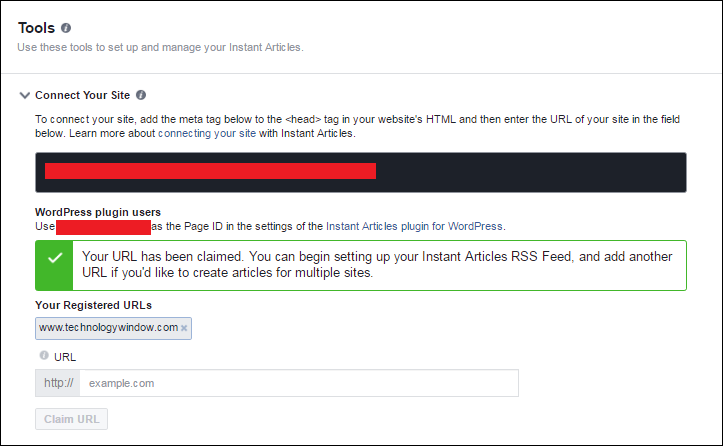 claim url for facebook instant articles