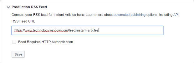 production rss feed for fb instant articles