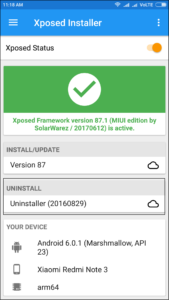 uninstall xposed framework in redmi note 3