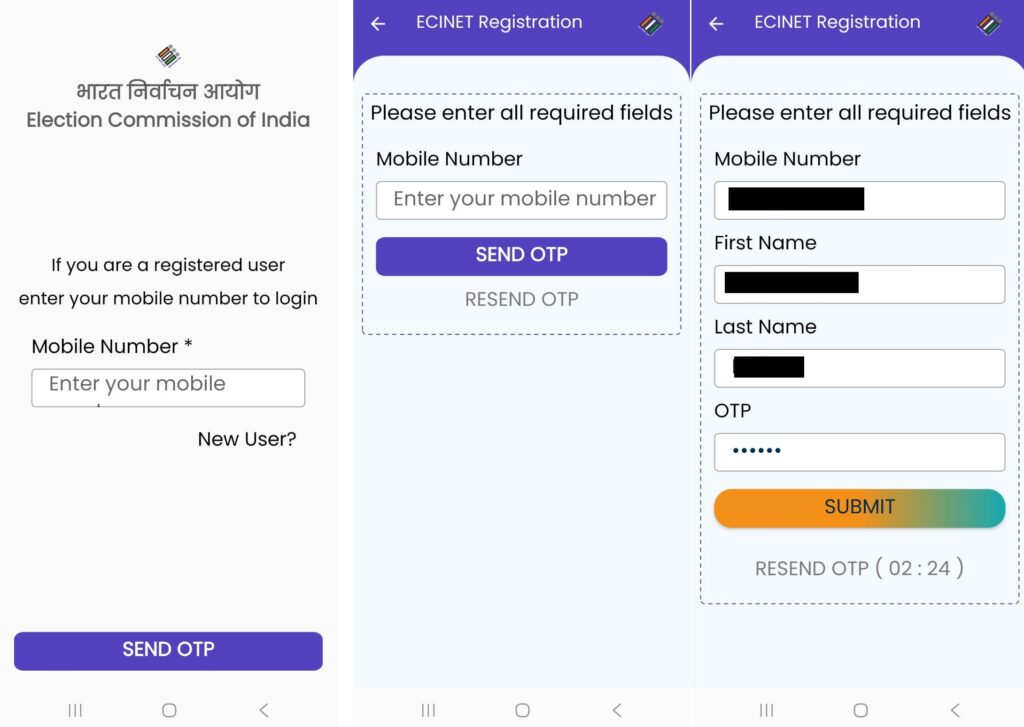 register mobile number on eci